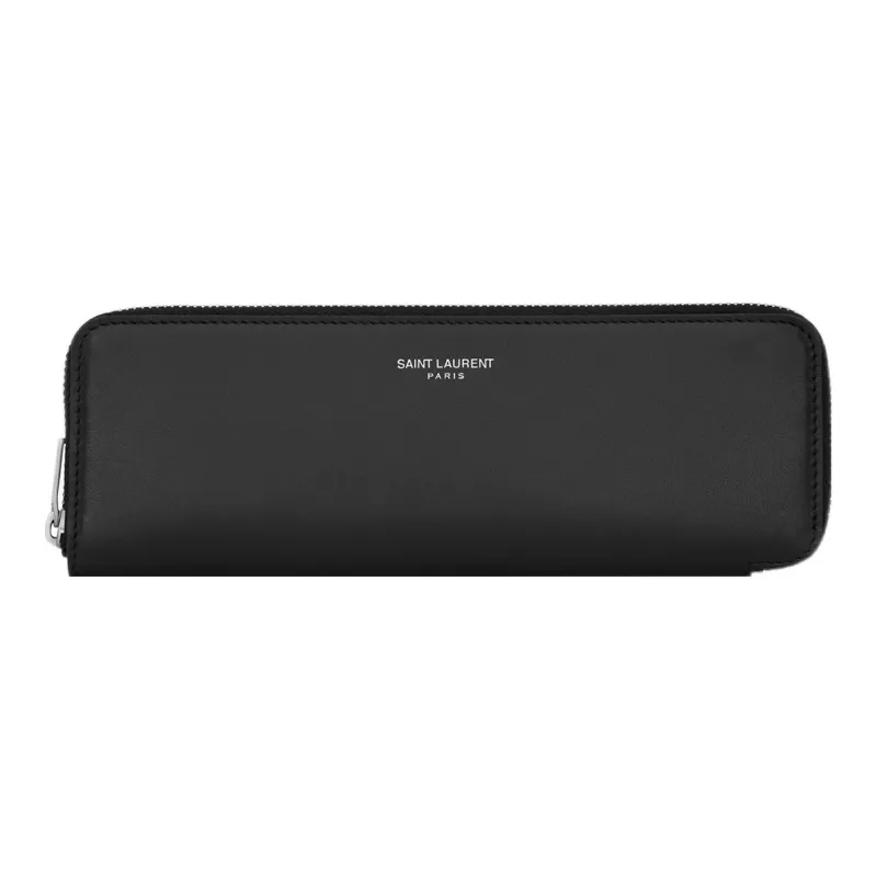 SAINT LAURENT Cow Leather Pen Pouch Storage Bag Men's Black-0