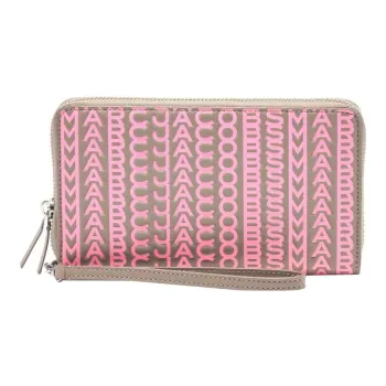 MARC JACOBS Monogram Lambskin Wallet Women's Taupe & Pink