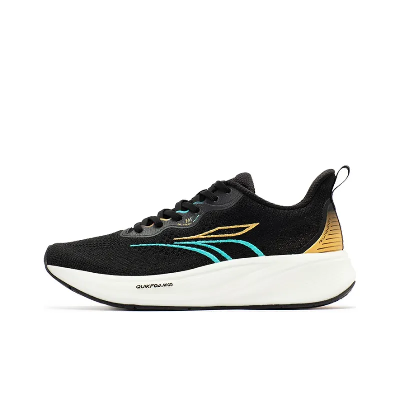 361° QU!KFOAM Cushioned Wear Resistant Breathable Low Top Training Running Shoes Men's Obsidian Black-0