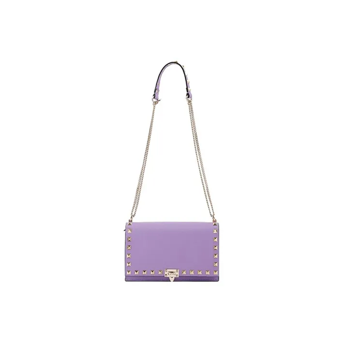 Valentino Rockstud Leather Crossbody Bag Shoulder Bag Women's Purple-0