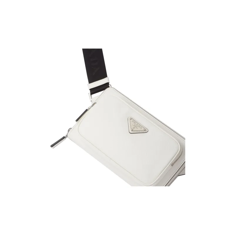 PRADA Re Edition Leather Crossbody Bag, Shoulder Bag Men's White-4