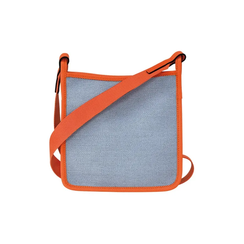 LONGCHAMP Le Foulonné Canvas With Leather Shoulder Bag, Crossbody Bag Trumpets Women's Blue & Orange-2