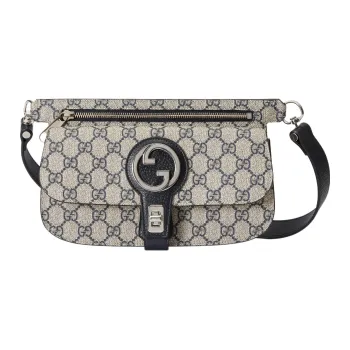 GUCCI Blondie Canvas With Leather Fanny Pack Men's Beige/Blue