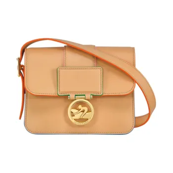 LONGCHAMP BOX-TROT Calfskin Small Square Bag Shoulder Bag Crossbody Bag Small Size Women's Sand White