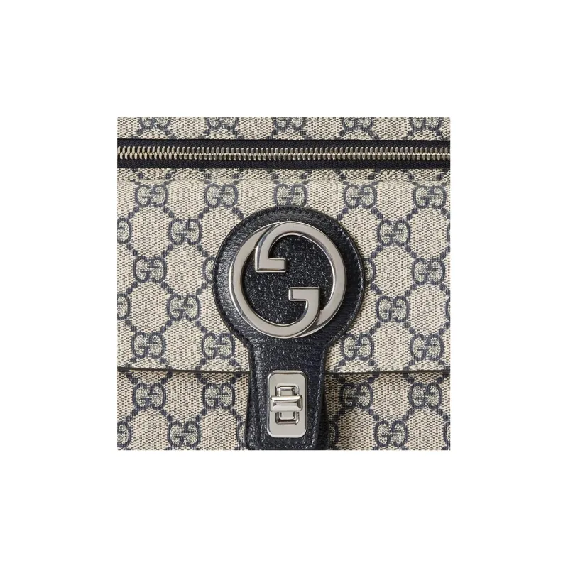 GUCCI Blondie Canvas With Leather Fanny Pack Men's Beige/Blue-7