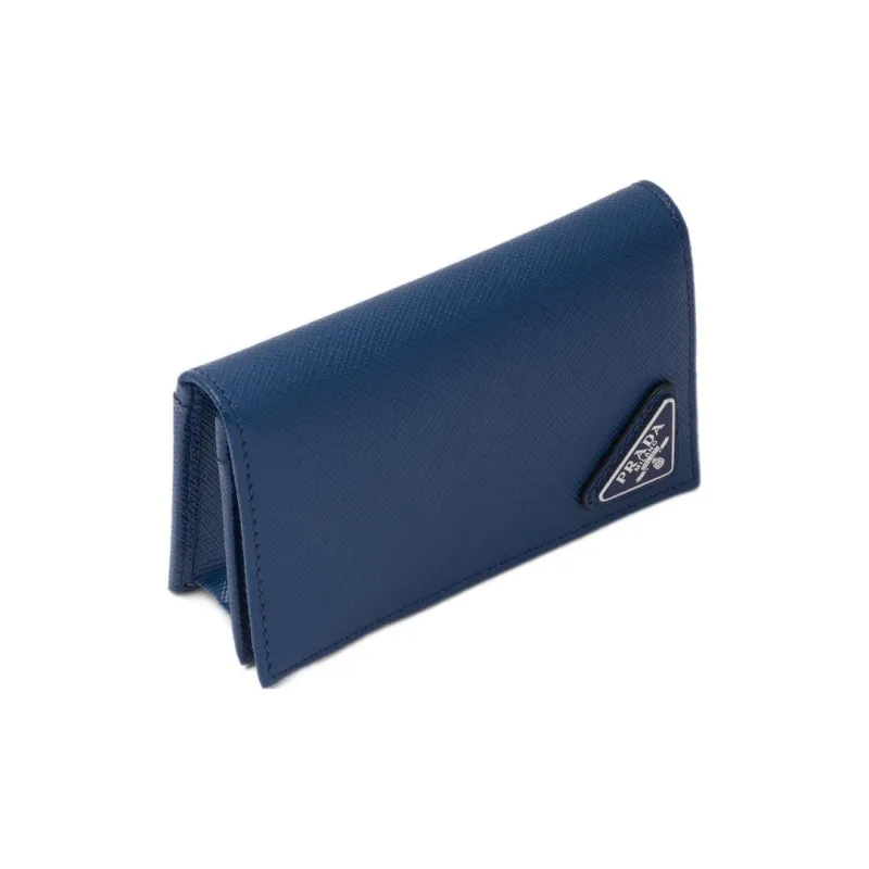 PRADA Saffiano Leather Card Clip Card Holder Wallets Men's Blue-1