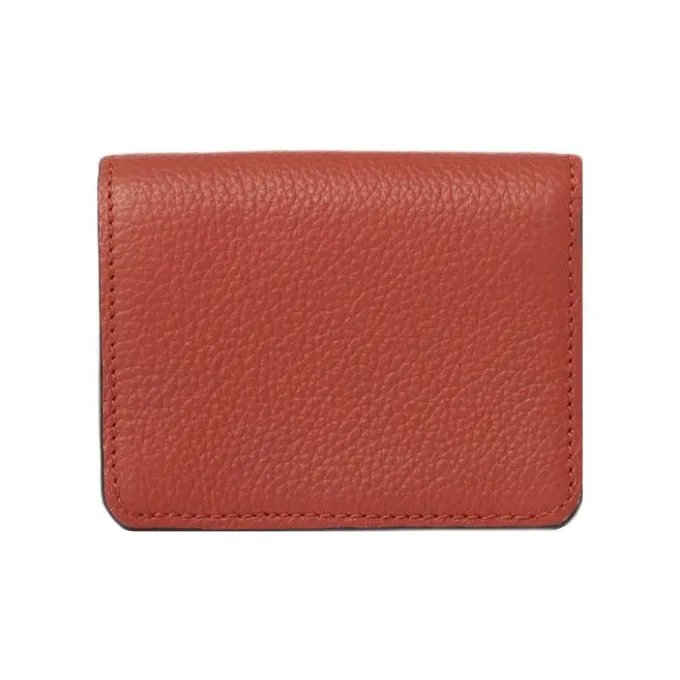 Chloe Marcie Grained Calfskin Wallet Small Size Women's Ochre Red-1