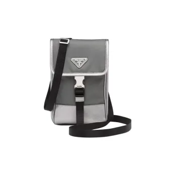 PRADA Saffiano Recycled Nylon Camera Bag Shoulder Bag Crossbody Bag Cell Phone Pouch Unisex Gray