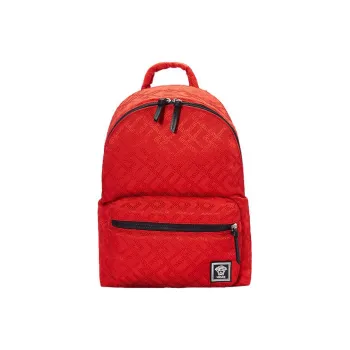 VERSACE Fabric With Cow Leather Backpack Unisex Red