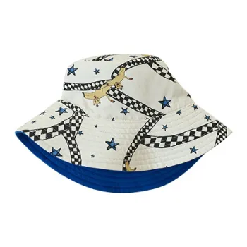 LOST PATTERN Bucket Hats Unisex Dark Blue/White Print
