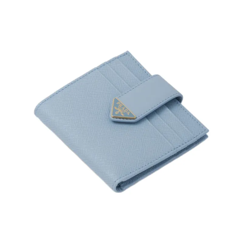 PRADA Saffiano Leather Wallet Small Size Women's Blue-1