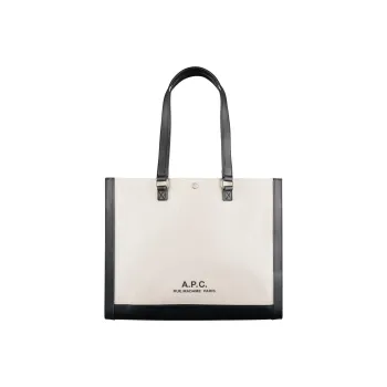 A.P.C Cotton With Linen With Leather Tote Bag, Shopping Bag, Shoulder Bag, Crossbody Bag, Handbag Regular Unisex Beige