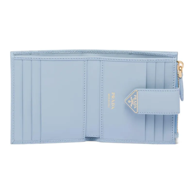 PRADA Saffiano Leather Wallet Small Size Women's Blue-3