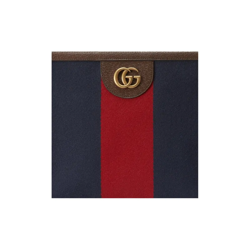 GUCCI Canvas With Leather Canvas Bag Handheld Makeup Bag Women's Dark Blue/Red-7
