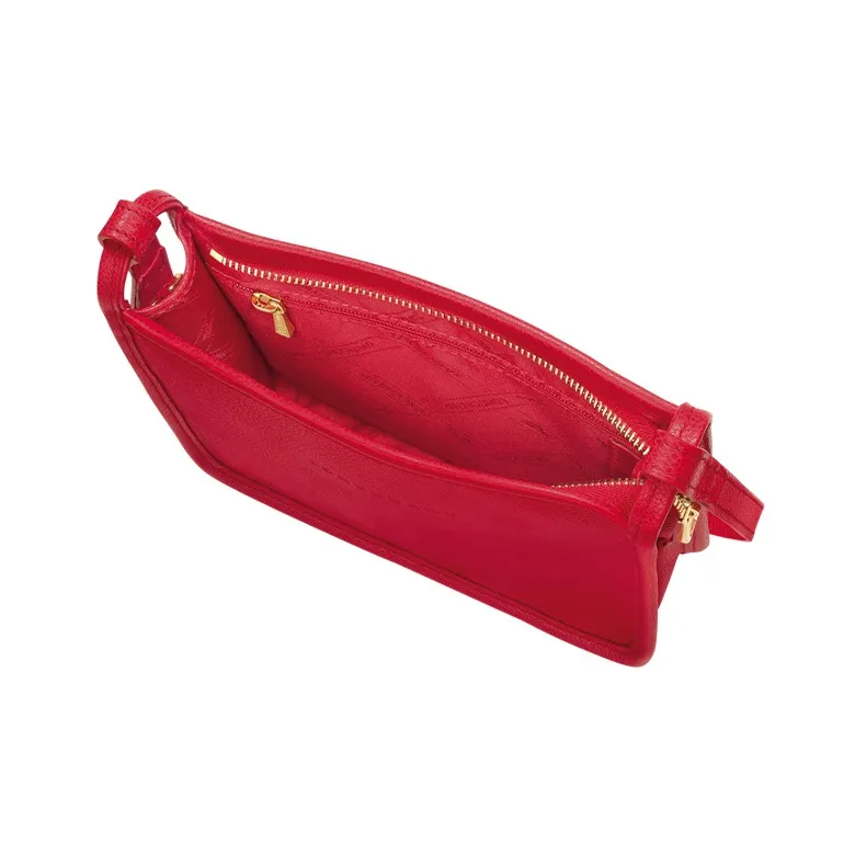LONGCHAMP Le Foulonné Cow Leather Shoulder Bag Crossbody Bag Small Size Women's Passion Red-3
