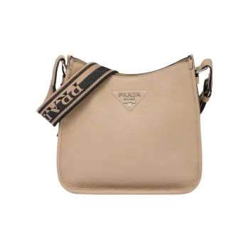 PRADA Leather Hobo Bag Crossbody Bag Shoulder Bag Women's Khaki