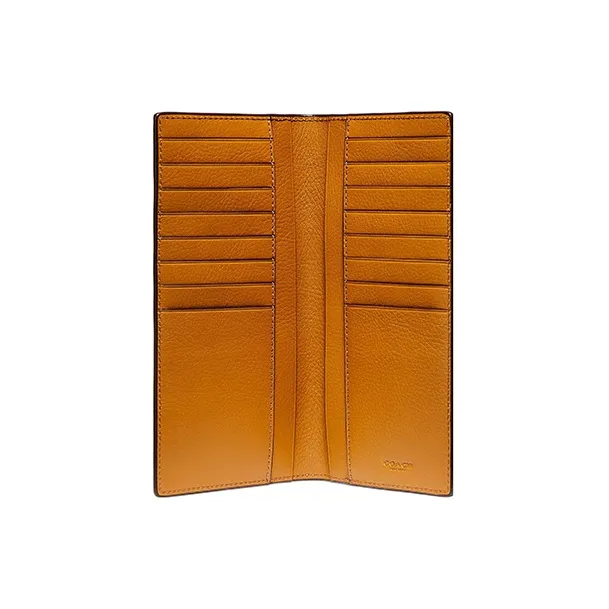 COACH Breast Natural Smooth Leather Wallet Men's Brown-1