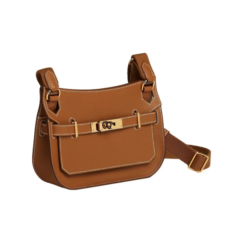 HERMES Jypsiere Evercolor Leather Shoulder Bag Crossbody Bag Mini Women's Gold Brown-1