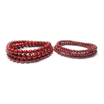 MOUNTAINS AND MANS Reconstructed Cinnabar New Chinese Style Multi Wrap Good Luck Beaded Bracelet Unisex