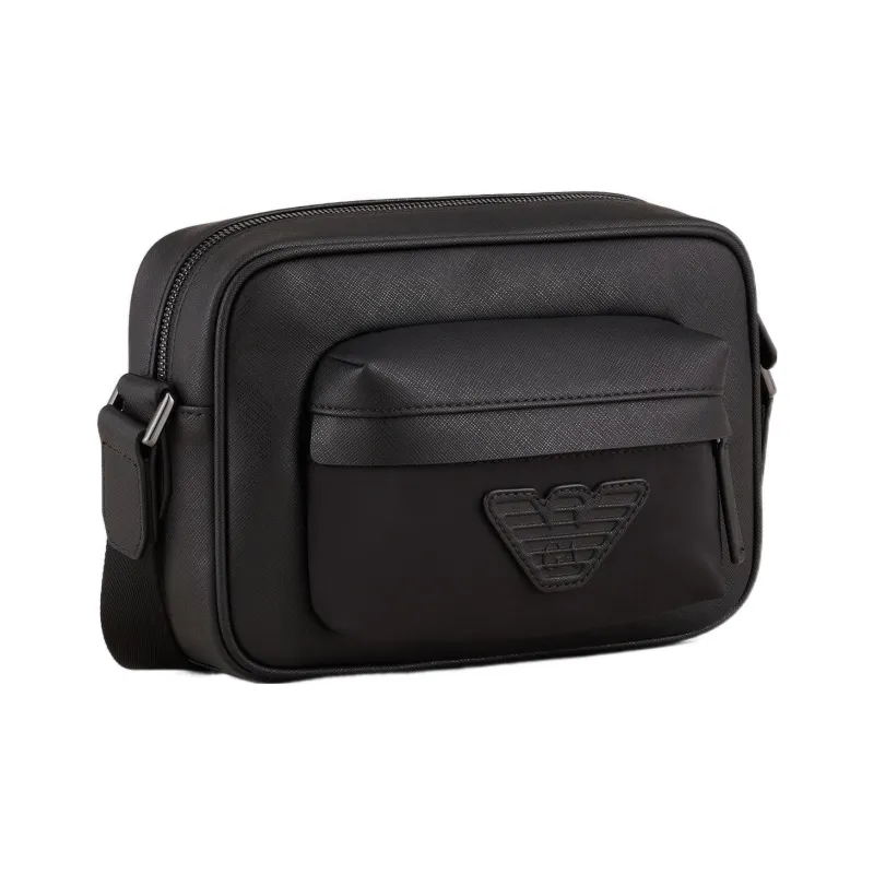 EMPORIO ARMANI Polyester Leather Crossbody Bag, Shoulder Bag Men's Black-1