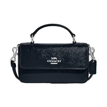 COACH Josie Leather, Patent Leather One Shoulder Handbag, Crossbody Bag Mini Women's Marine Blue