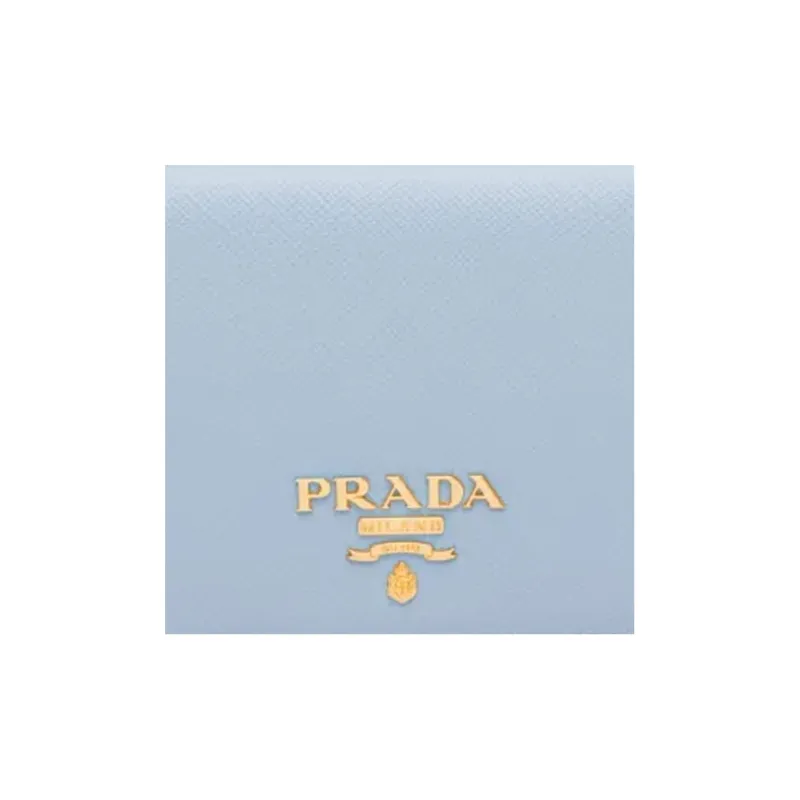 PRADA Saffiano Leather Wallet Small Size Women's Blue-1