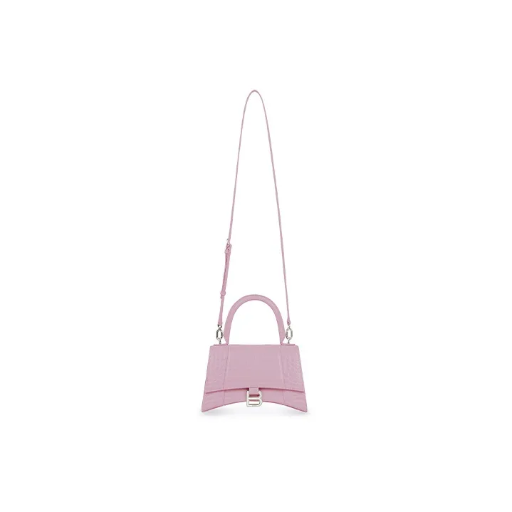 Balenciaga Hourglass Cow Leather Hourglass Bag Shoulder Bag Crossbody Bag Handbag Small Size Women's Pink-4