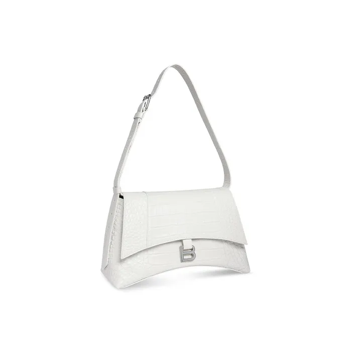 Balenciaga Downtown Cow Leather Handbag Shoulder Bag Women's White-2