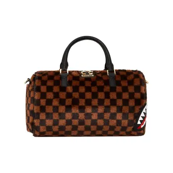 SPRAYGROUND Polyester Boston Bag, One Shoulder Handbag Unisex Brown