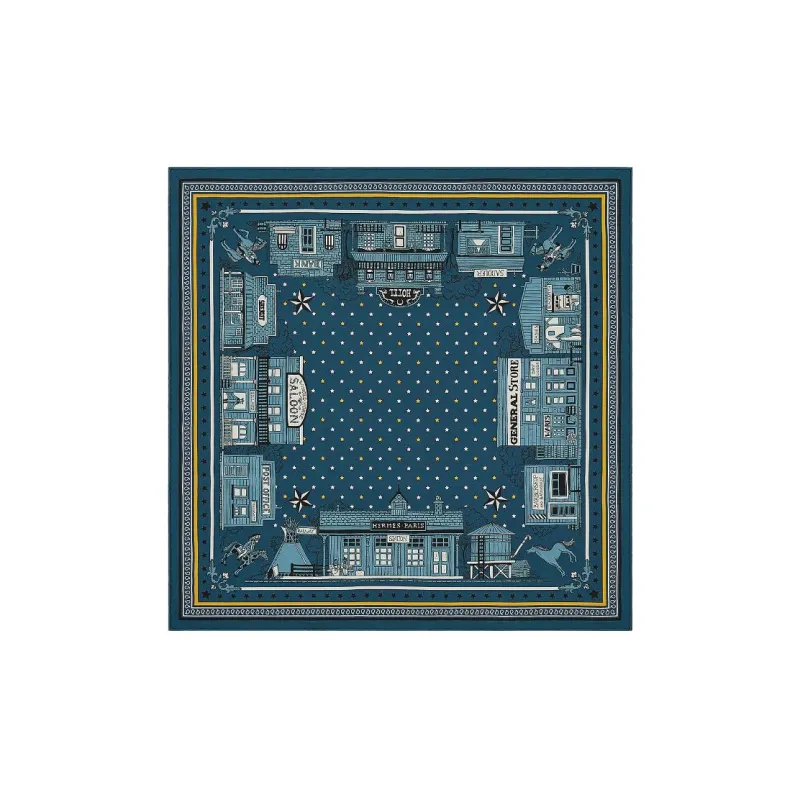 HERMES Silk Scarves Women's Blue-0