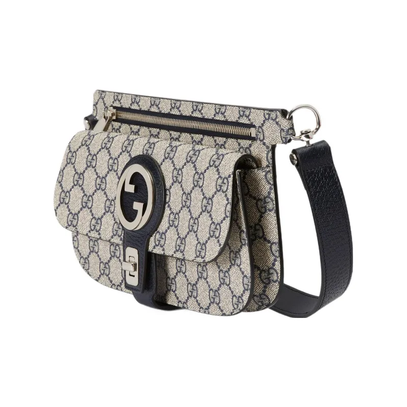 GUCCI Blondie Canvas With Leather Fanny Pack Men's Beige/Blue-1