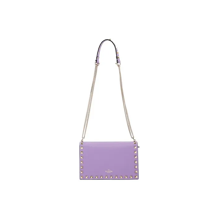 Valentino Rockstud Leather Crossbody Bag Shoulder Bag Women's Purple-2