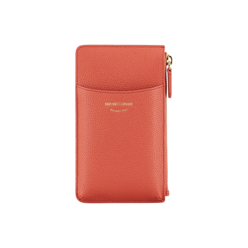 EMPORIO ARMANI Coated Canvas Clutch Wallet Women's Brick Red-0