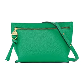 LONGCHAMP Mailbo Grain Cow Leather Shoulder Bag, Crossbody Bag Women's Grass Green