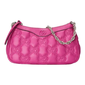 GUCCI GG Matelassé Leather Mahjong Shoulder Bag Shoulder Bags Handbags Women's Fuchsia