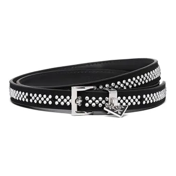 PRADA Stud Fashion Trend Pin Buckle Leather Belt Women's Black