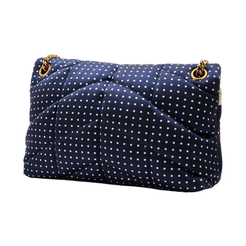 SAINT LAURENT LOULOU Velvet Leather Crossbody Bag Shoulder Bag Small Size Women's Blue-1