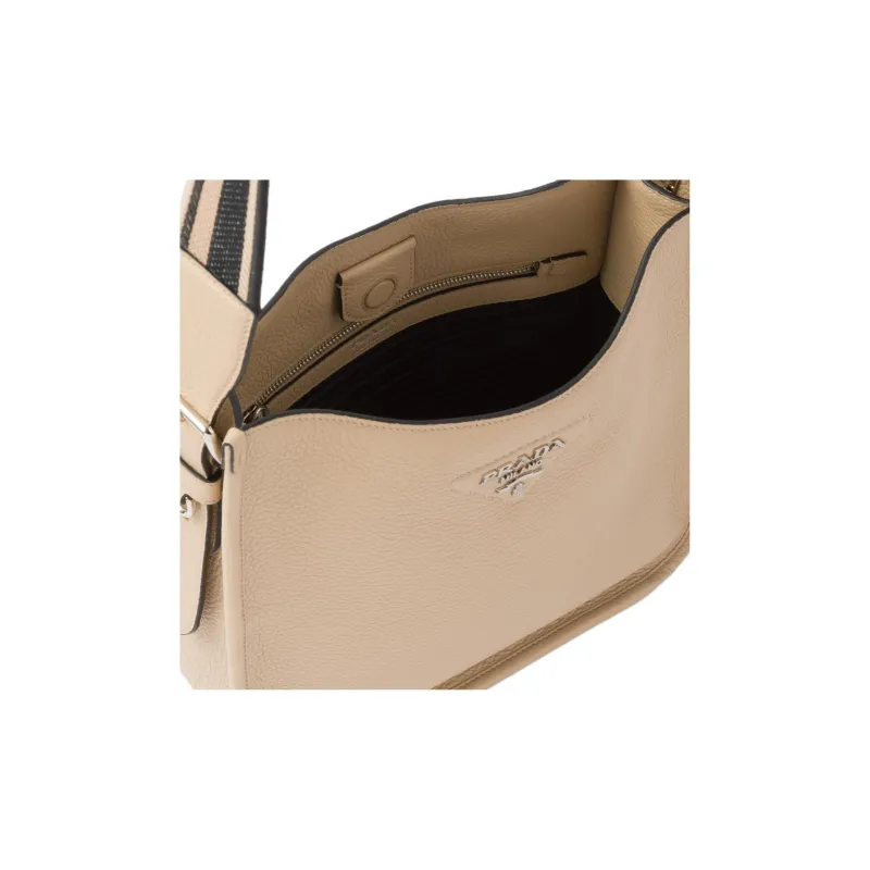 PRADA Leather Hobo Bag Crossbody Bag Shoulder Bag Women's Khaki-3