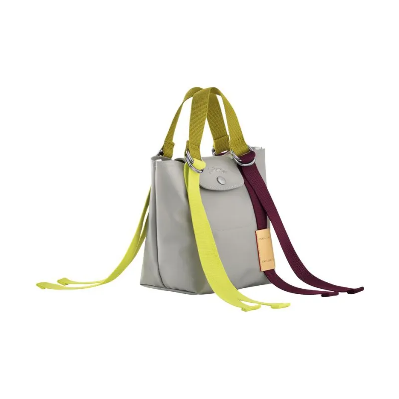 LONGCHAMP Le Pliage Re play Canvas With Leather Trim One Shoulder Canvas Bag Handbag Small Size Women's Gray-2