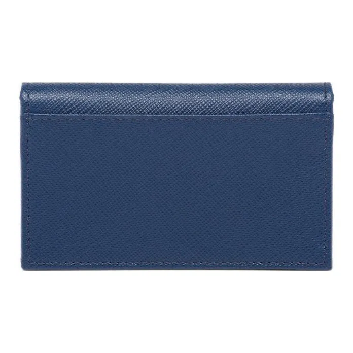 PRADA Saffiano Leather Card Clip Card Holder Wallets Men's Blue-2