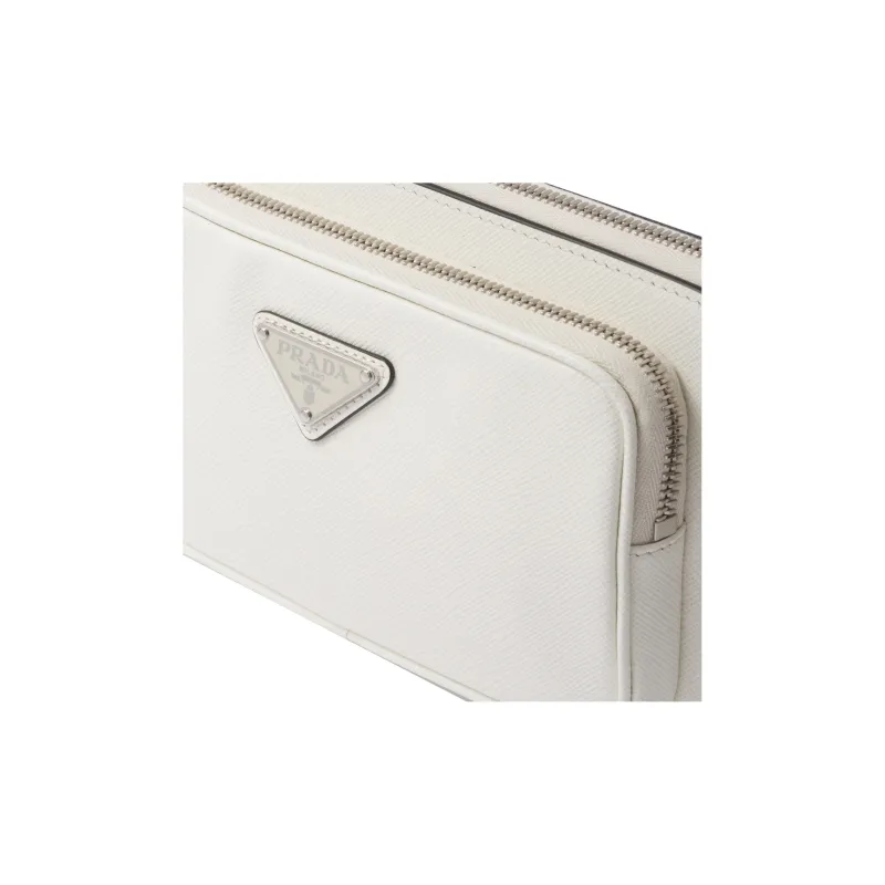 PRADA Re Edition Leather Crossbody Bag, Shoulder Bag Men's White-3
