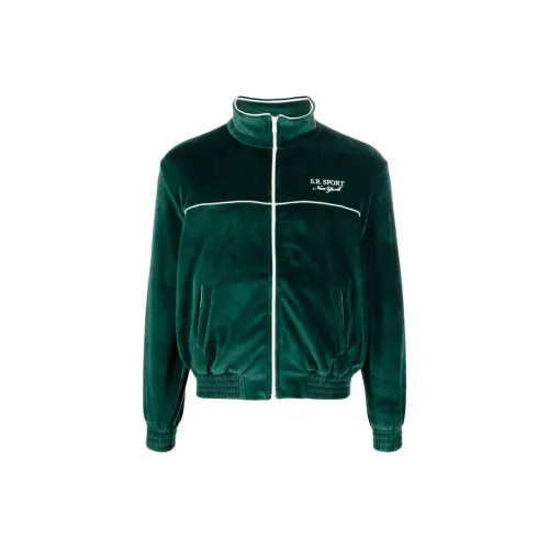 SPORTY & RICH Logo-print Velvet Track Jacket