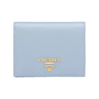 PRADA Saffiano Leather Wallet Small Size Women's Blue