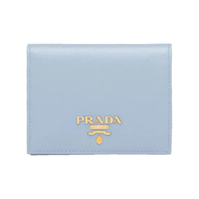 PRADA Saffiano Leather Wallet Small Size Women's Blue-0