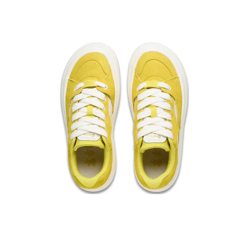LiNing Low Top Skateboard Shoes Women's Yellow White-3
