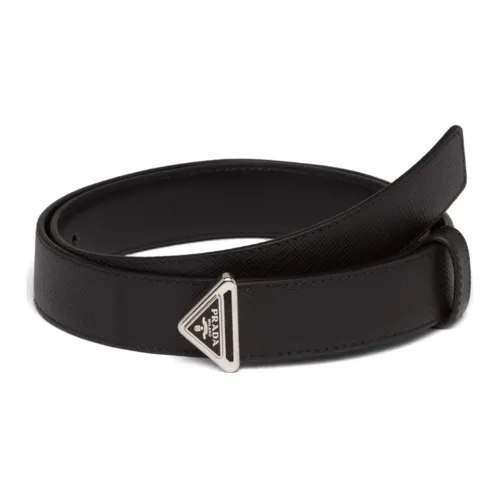 PRADA Saffiano Leather Belts Women's Black