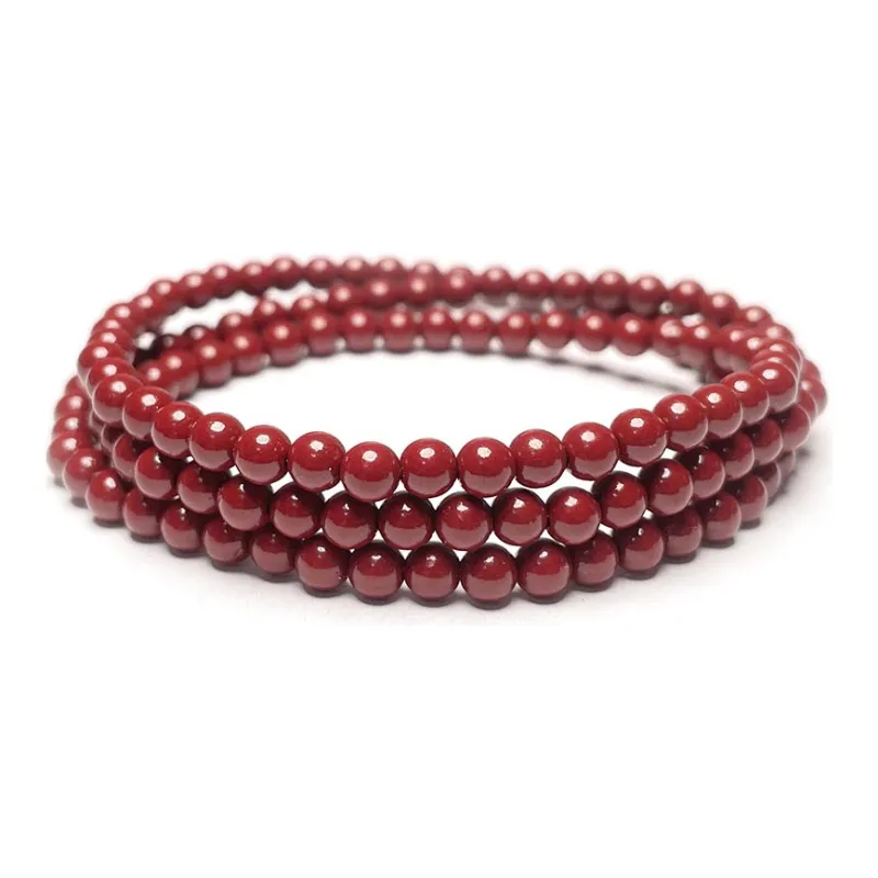 MOUNTAINS AND MANS Cinnabar New Chinese Style Multi Wrap Good Luck Beaded Bracelet Unisex-7