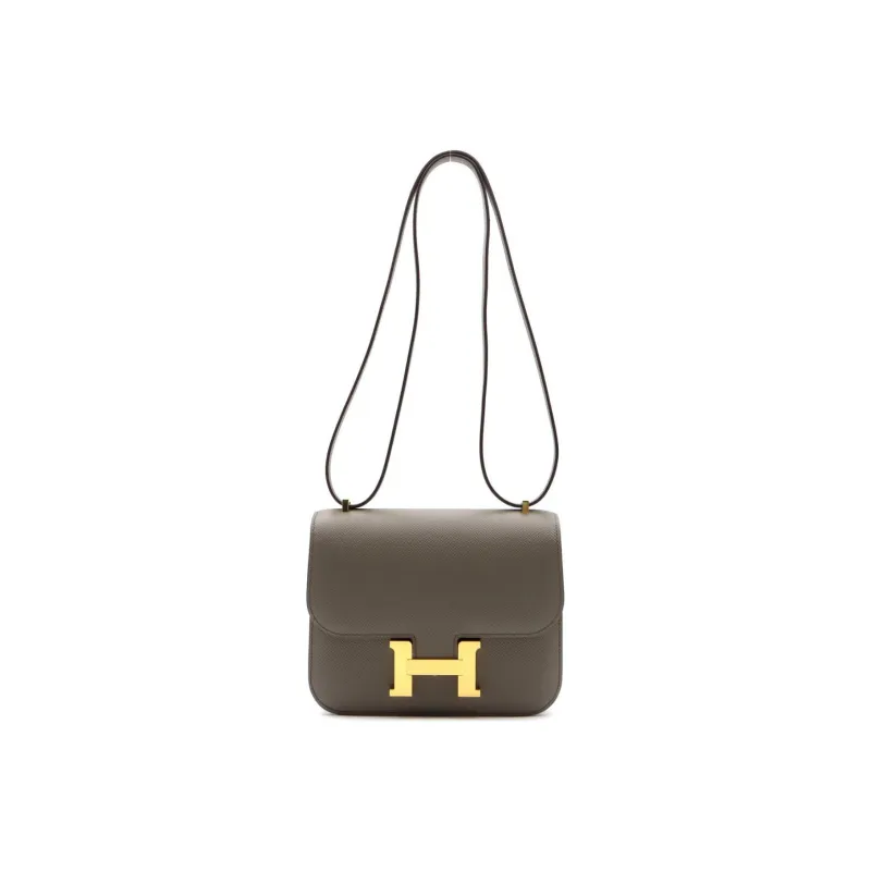 HERMES Constance Epsom Leather Shoulder Bag Crossbody Bag Mini Women's 8F Gris Etain Tin Gray-0