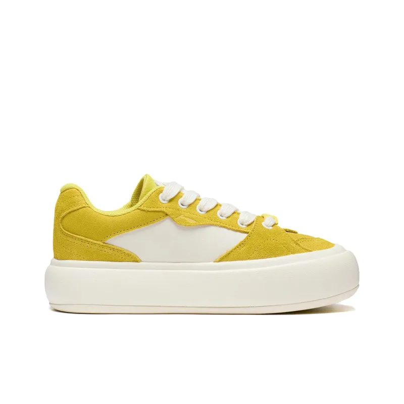 LiNing Low Top Skateboard Shoes Women's Yellow White-1