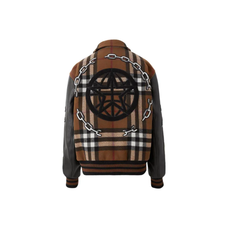 Burberry Checked Button-Up Bomber Jacket-1